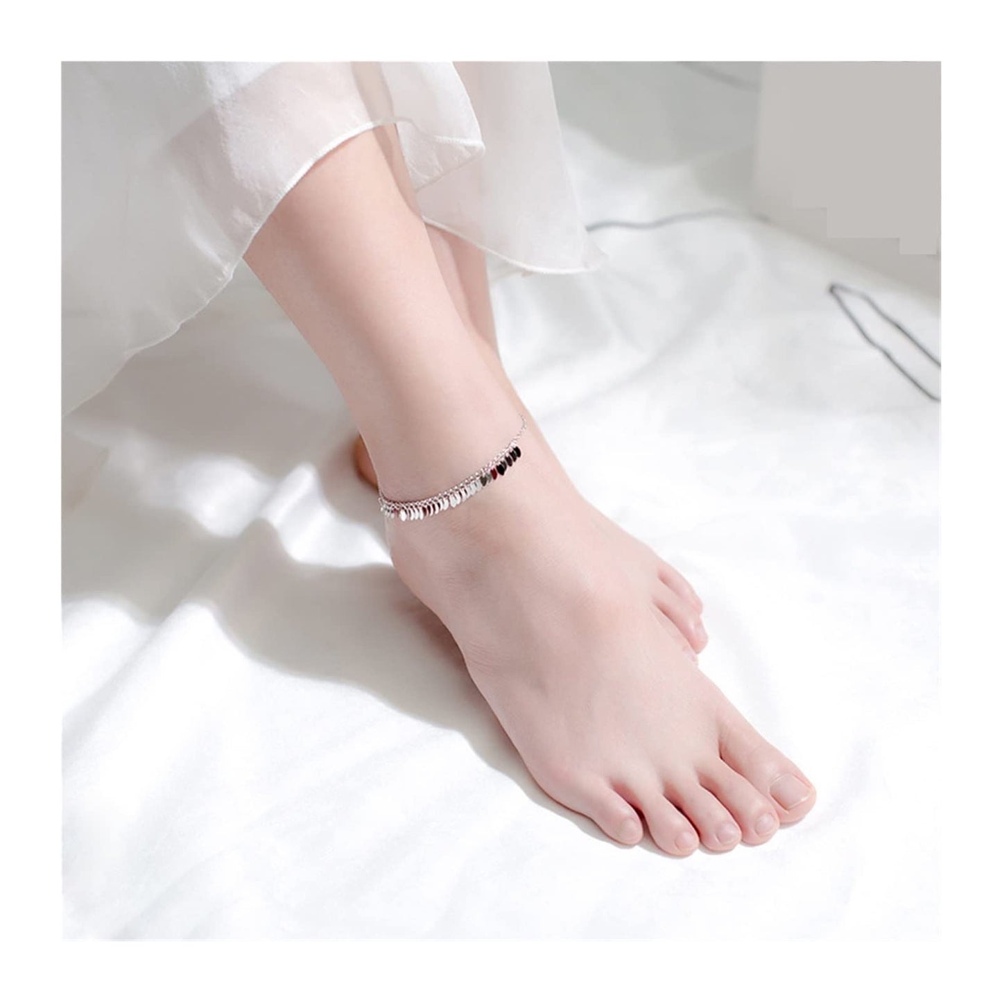 Oval Tassel Anklet Bracelet | Minimal Gold Tone Foot Chain Jewelry for Women