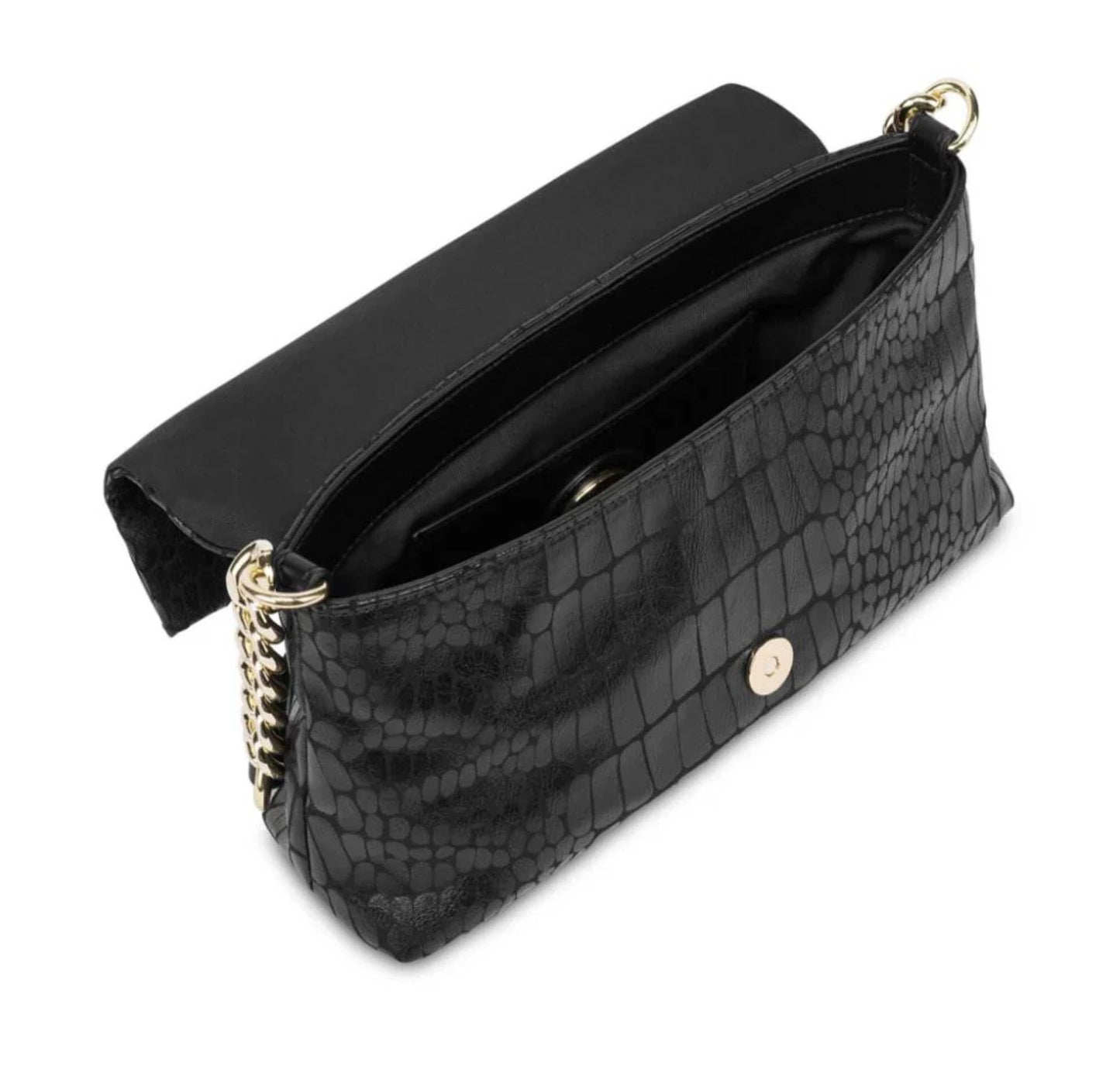 Black Shoulder Bag | Minimal Women’s Leather Zip Top Bag