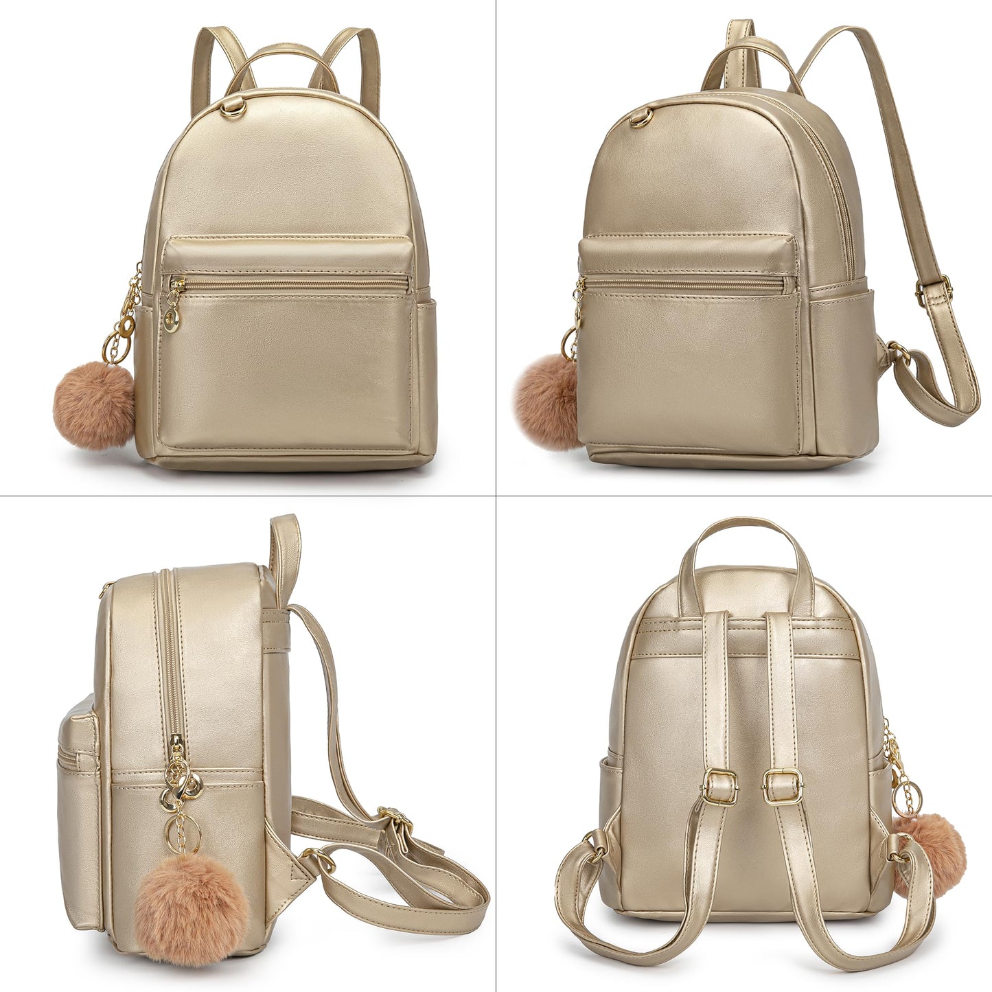 Mini PU Backpack | Minimal Women’s Cute Travel Daypack with Charm