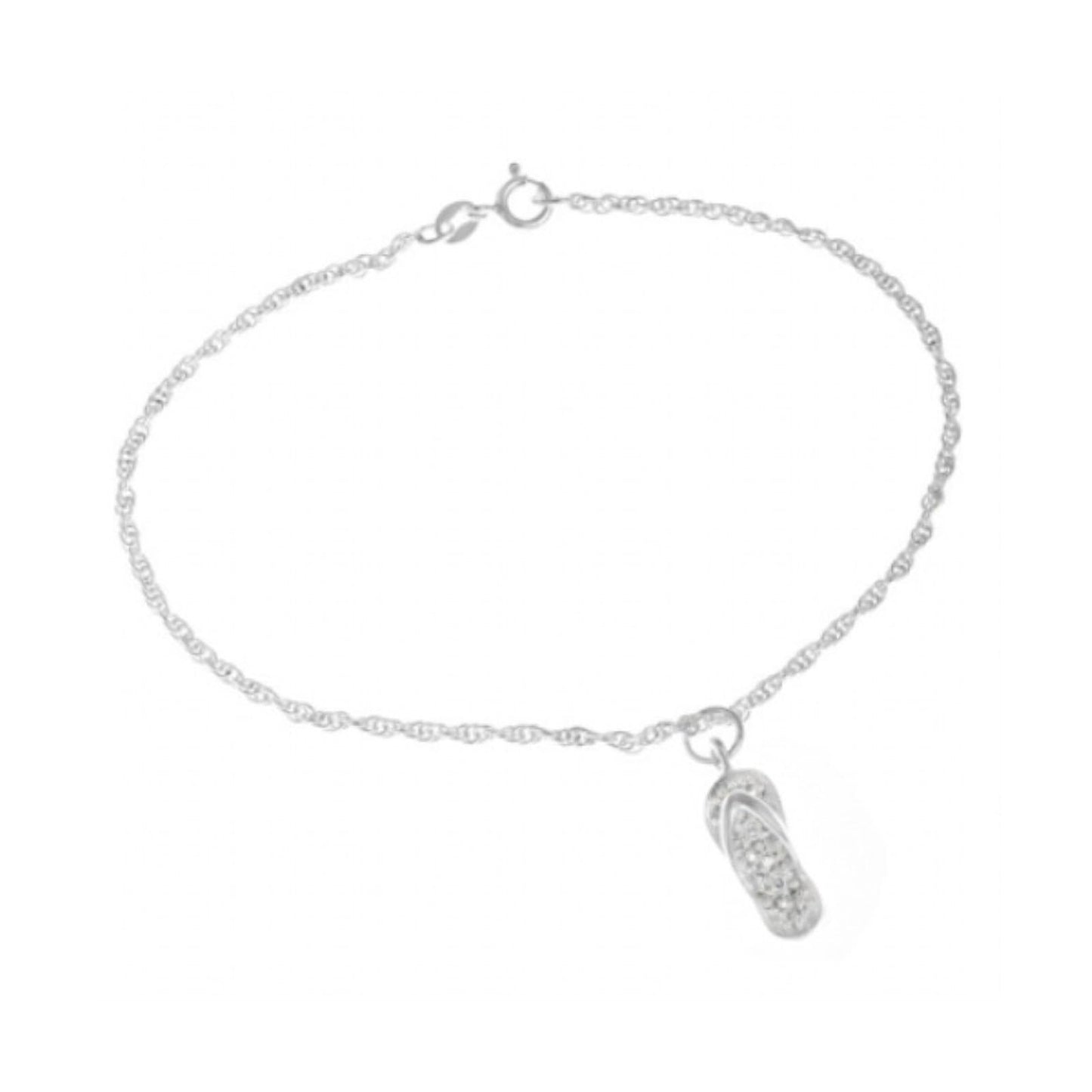 CZ Flip Flop Anklet Bracelet | Minimal 925 Silver Dainty Women’s Jewelry