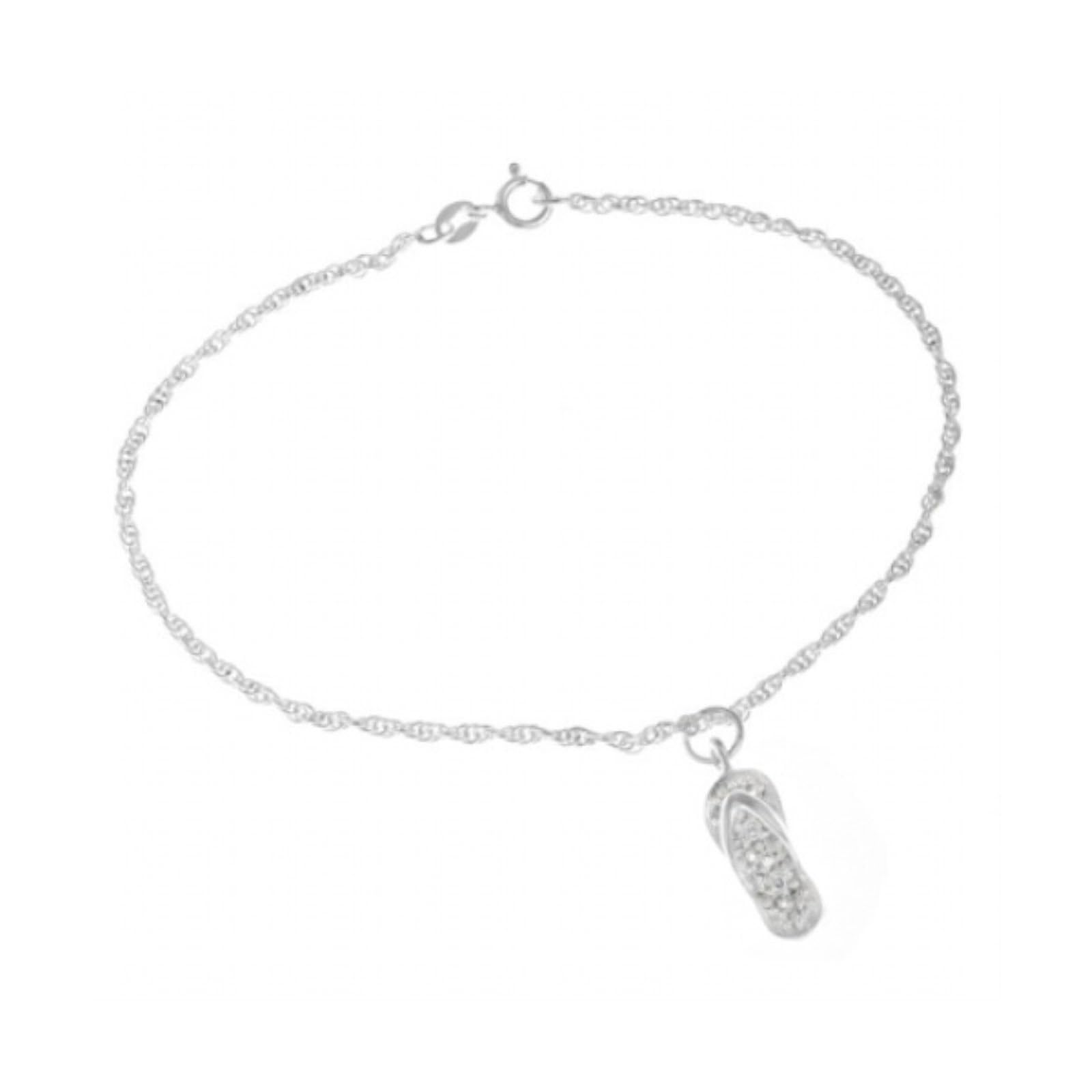 CZ Flip Flop Anklet Bracelet | Minimal 925 Silver Dainty Women’s Jewelry