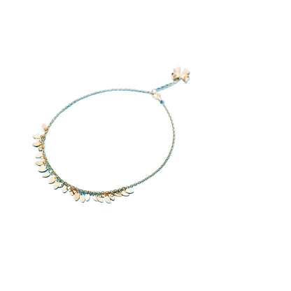Oval Tassel Anklet Bracelet | Minimal Gold Tone Foot Chain Jewelry for Women
