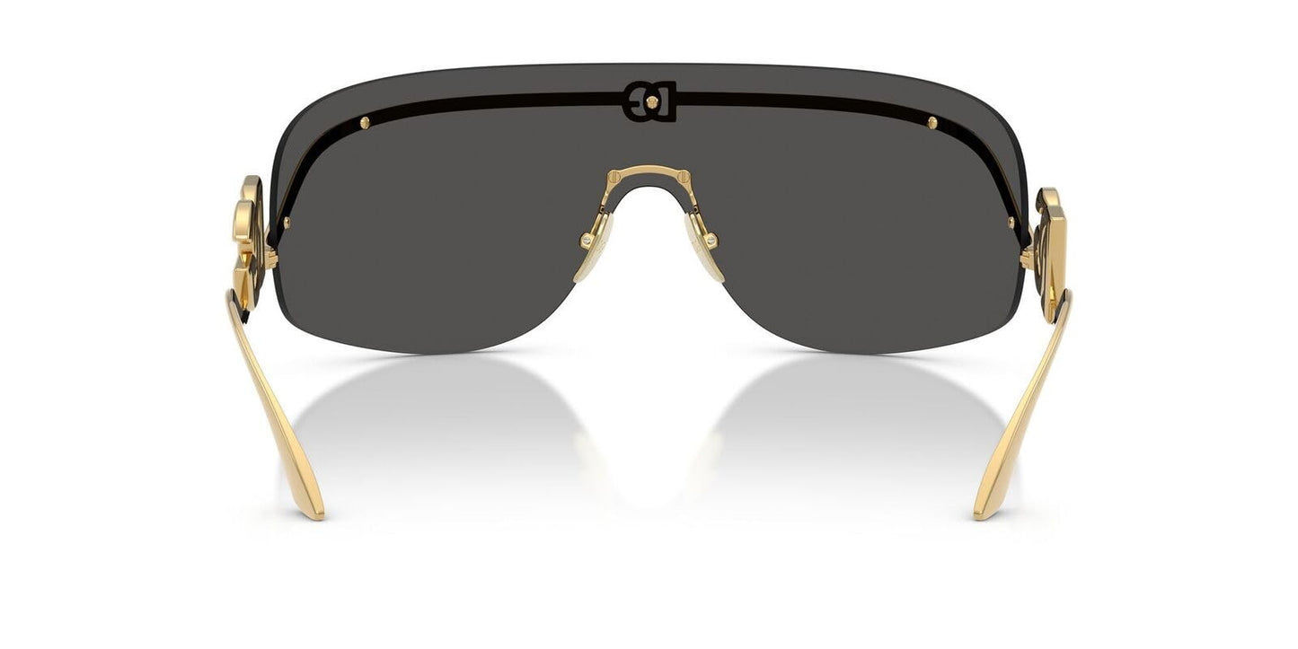 Gold Shield Sunglasses | Minimal Metal Frame Grey Lens Eyewear
