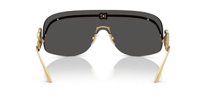 Gold Shield Sunglasses | Minimal Metal Frame Grey Lens Eyewear
