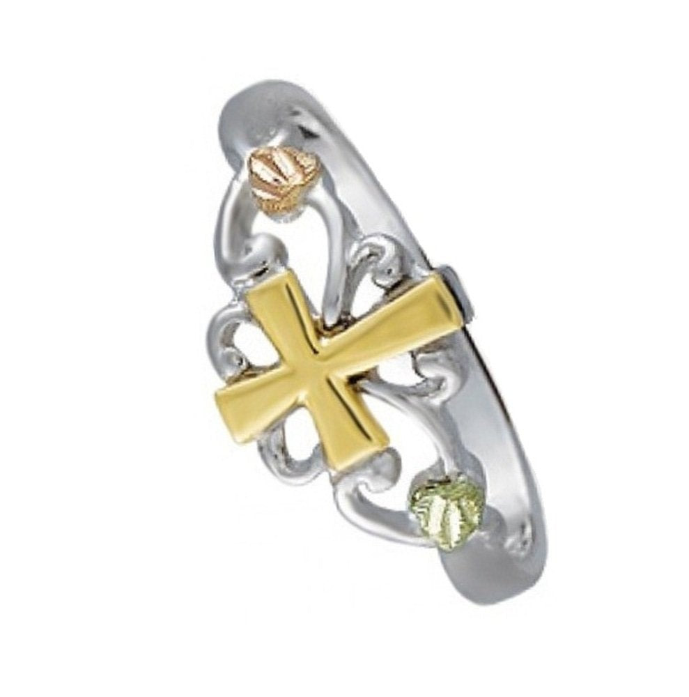 Petite Cross Ring | Sterling Silver Minimal Gold Accent Size 7 Jewelry