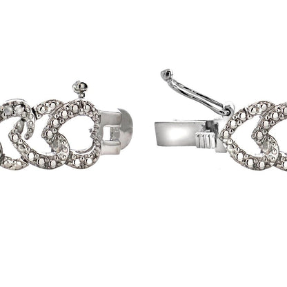 Heart Link Bracelet | Minimal Silver Tone Brass Jewelry for Women