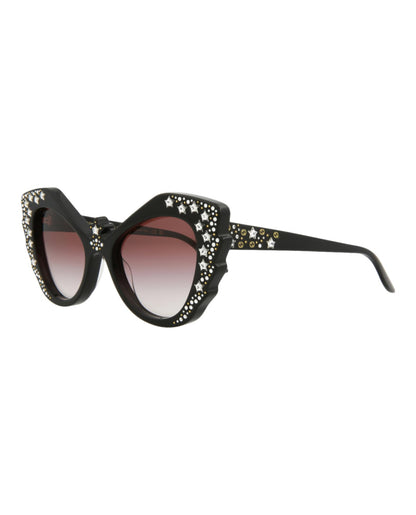 Cat Eye Sunglasses | Minimal Black Acetate Women’s Designer Eyewear with Gradient Lenses