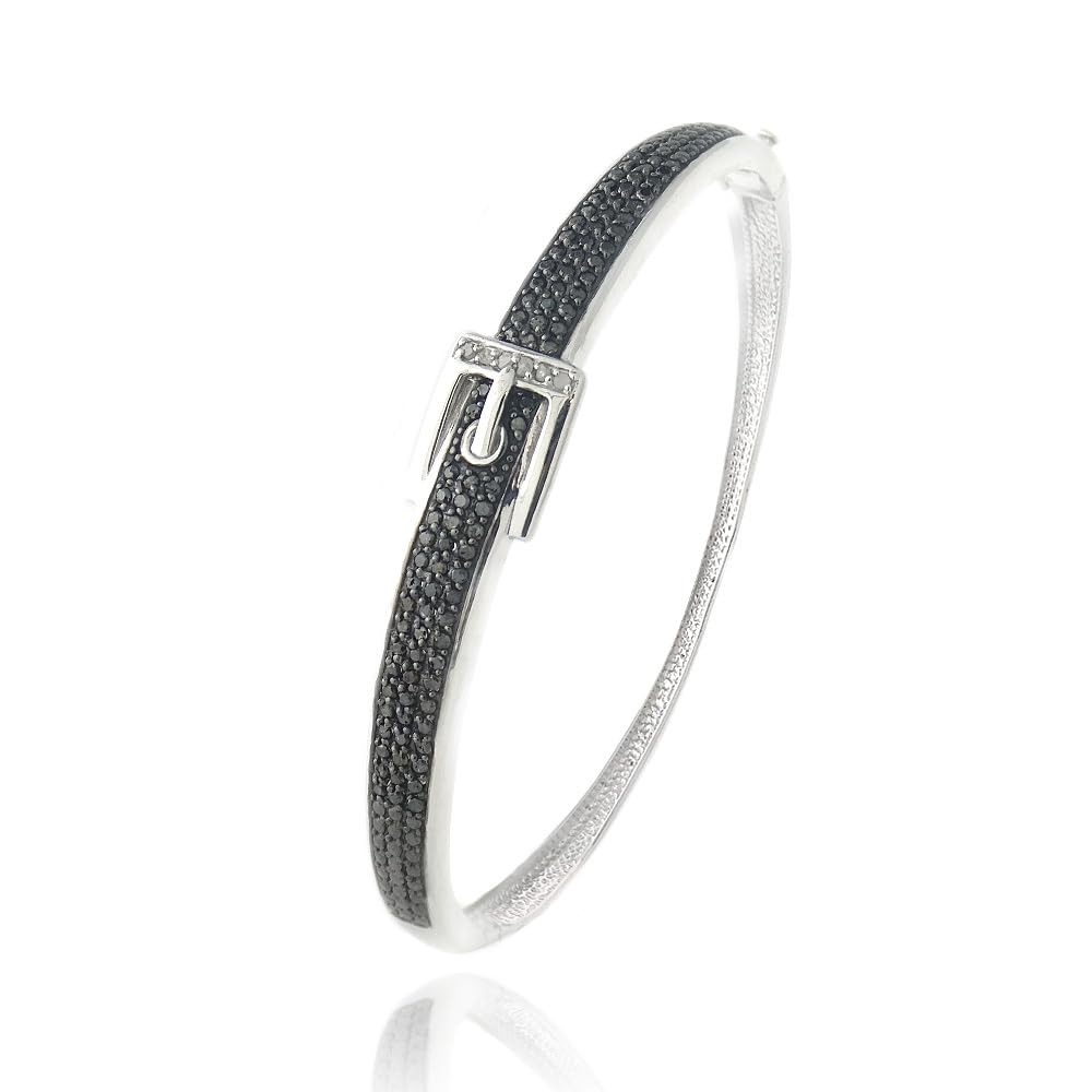 Black White Square Bangle Bracelet | Minimal Women’s Fashion Jewelry