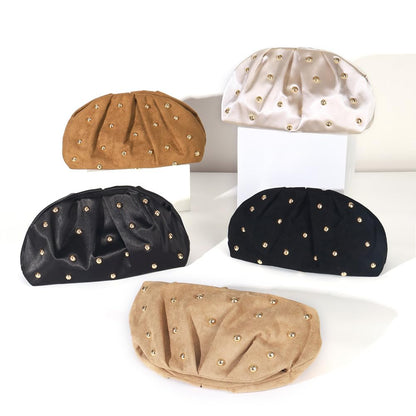 Studded Evening Clutch Bag | Minimal Suede Chain Strap Handbag for Women