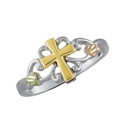 Petite Cross Ring | Sterling Silver Minimal Gold Accent Size 7 Jewelry
