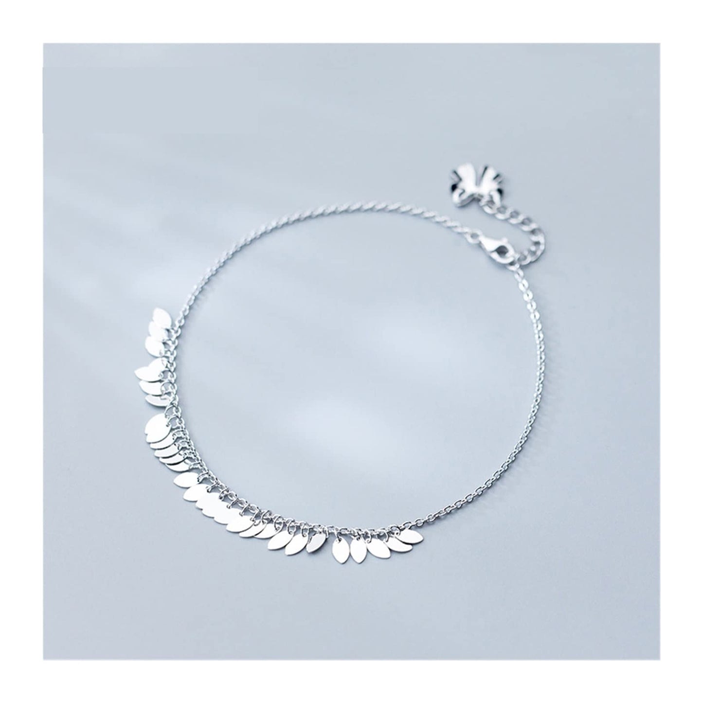 Oval Tassel Anklet Bracelet | Minimal Gold Tone Foot Chain Jewelry for Women