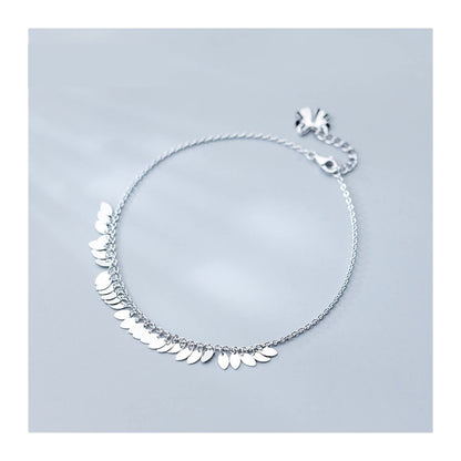 Oval Tassel Anklet Bracelet | Minimal Gold Tone Foot Chain Jewelry for Women