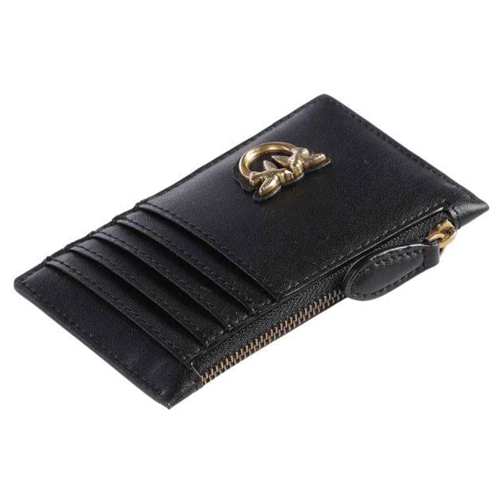 Leather Credit Card Holder | Minimal Gold Logo Card Wallet