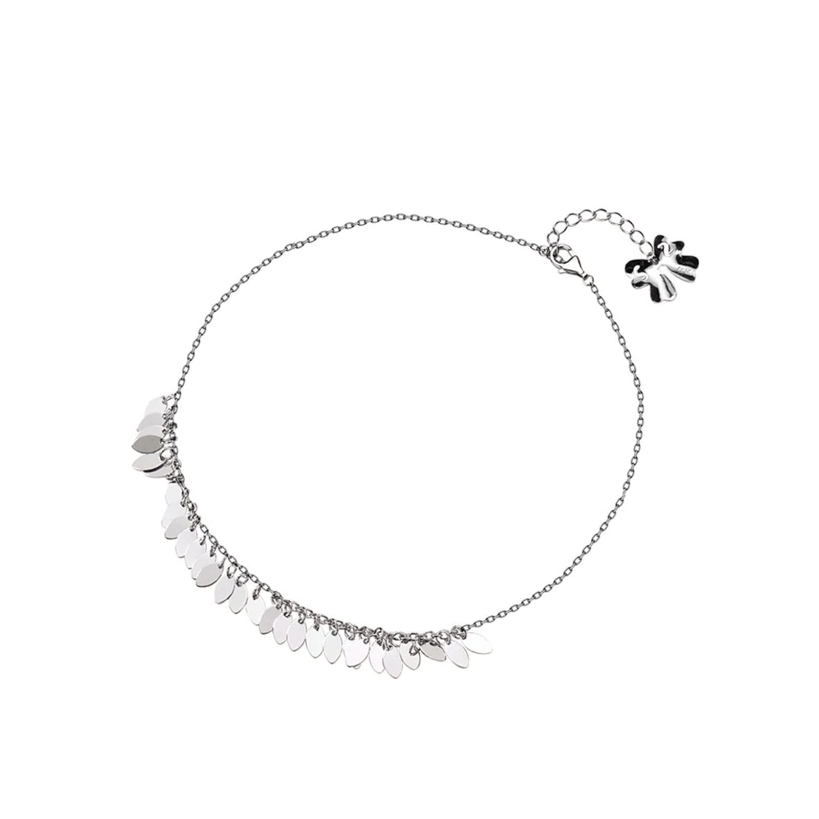 Oval Tassel Anklet Bracelet | Minimal Gold Tone Foot Chain Jewelry for Women