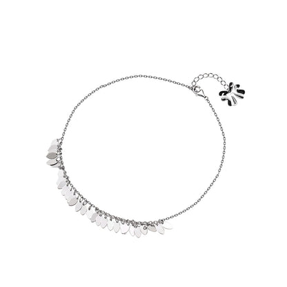Oval Tassel Anklet Bracelet | Minimal Gold Tone Foot Chain Jewelry for Women