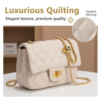 Diamond Chain Crossbody Bag | Minimal Women’s White Shoulder Bag with Adjustable Strap