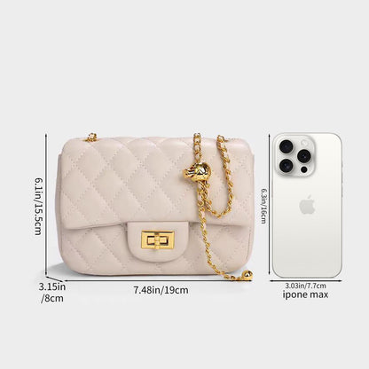Diamond Chain Crossbody Bag | Minimal Women’s White Shoulder Bag with Adjustable Strap