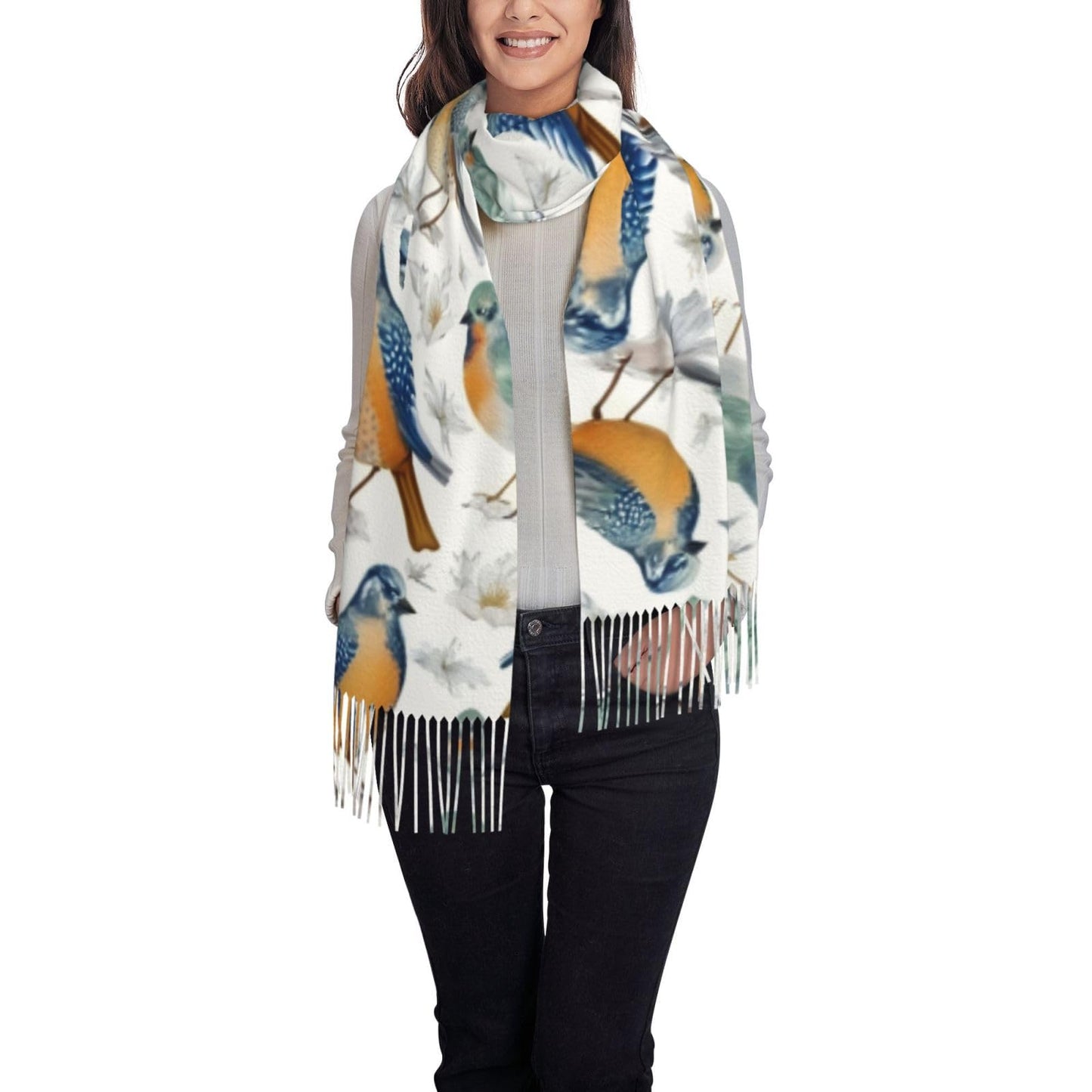 Printed Tassel Scarf Wrap | Minimal Women’s Lightweight Fashion Shawl
