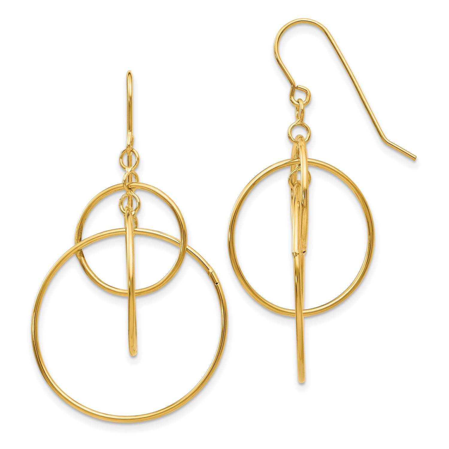 Gold Triple Hoop Dangle Earrings | Minimal Geometric Drop Jewelry for Women