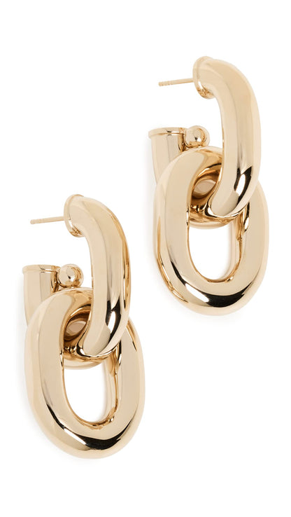 XL Link Hoop Earrings | Gold Statement Geometric Hoops for Women