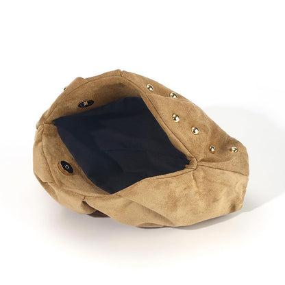 Studded Evening Clutch Bag | Minimal Suede Chain Strap Handbag for Women