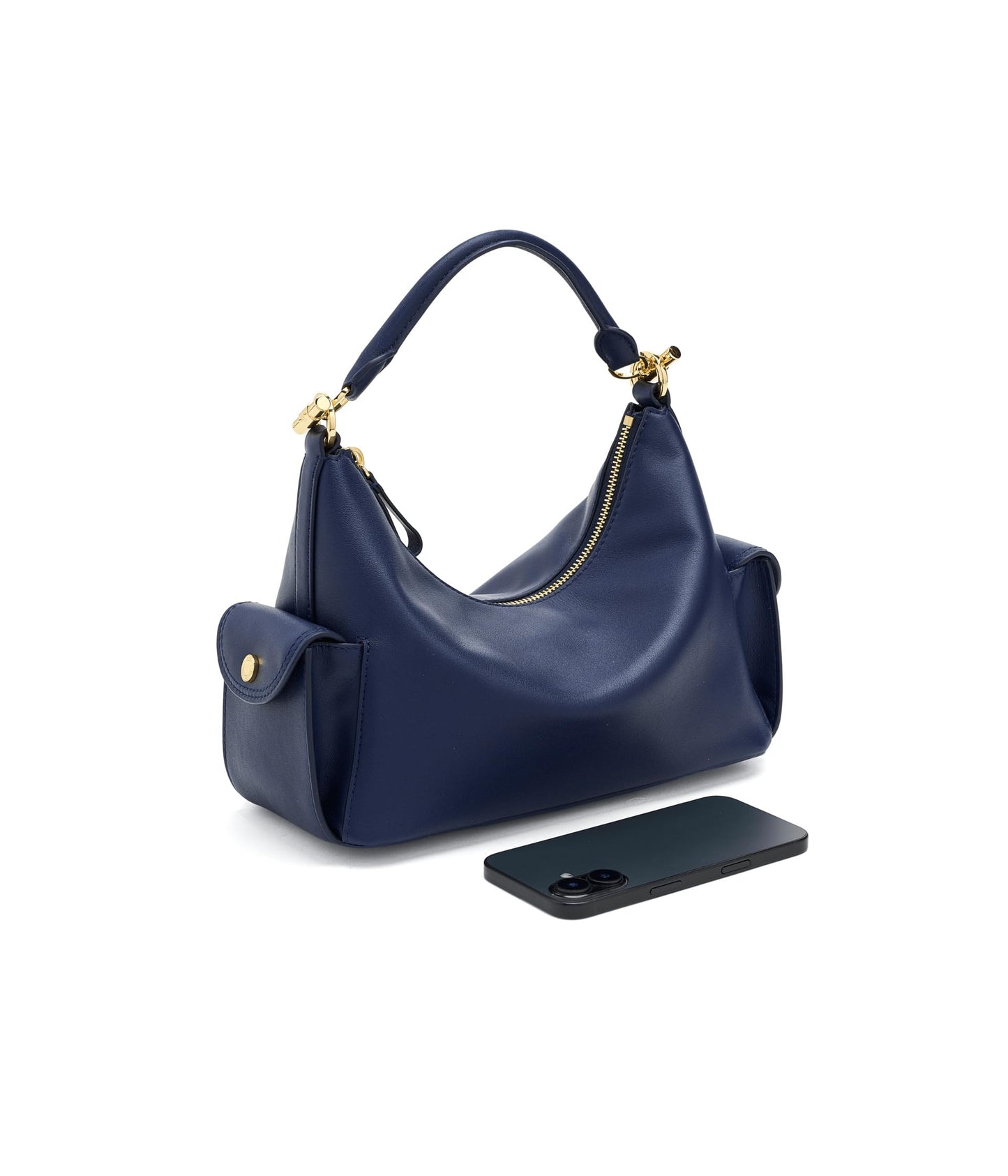 Small Nappa Leather Shoulder Bag | Minimal Women’s Refined Navy Bag