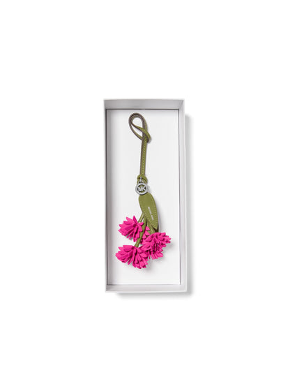 Flower Charm Keychain | Minimal Silver Tone Women’s Bag Accessory