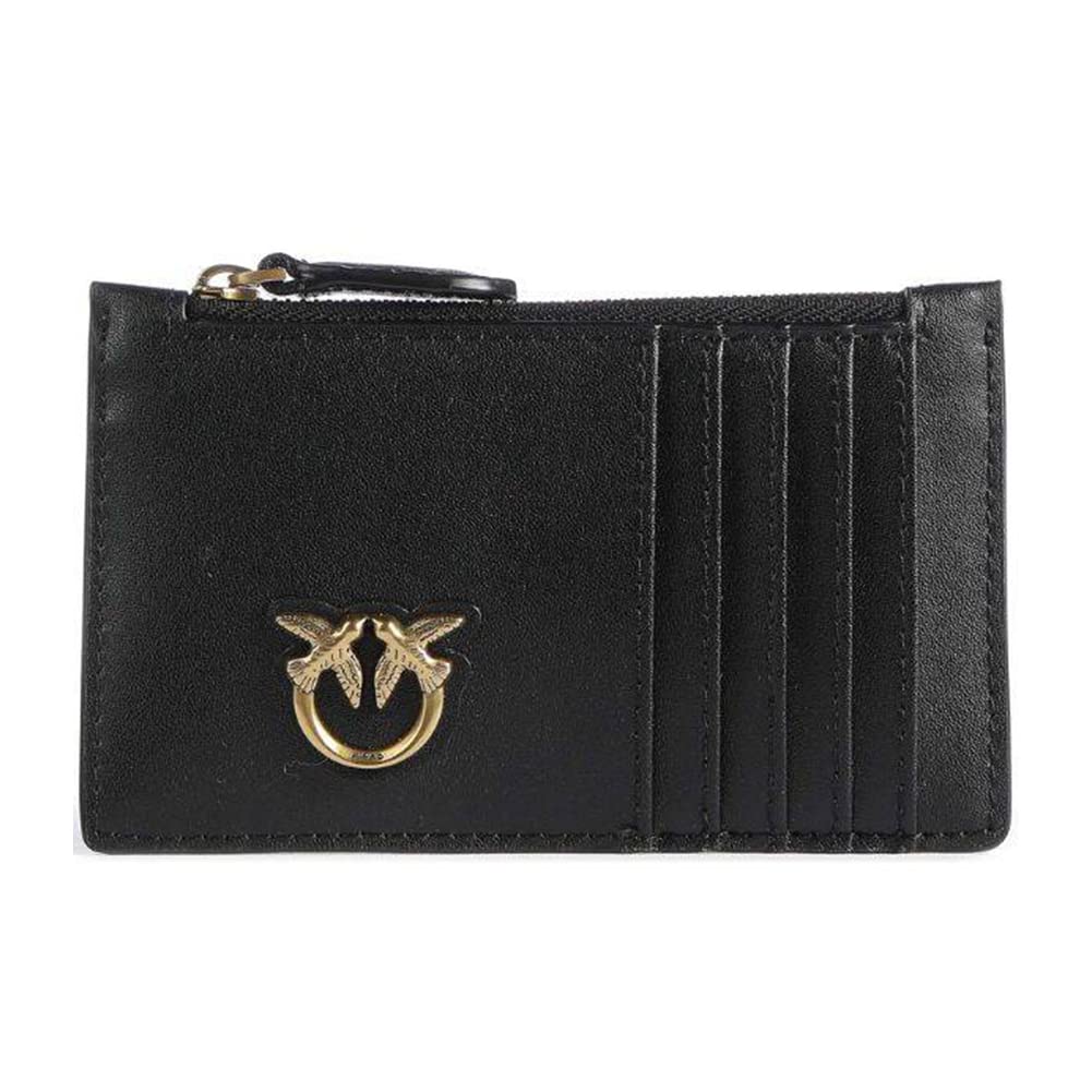 Leather Credit Card Holder | Minimal Gold Logo Card Wallet
