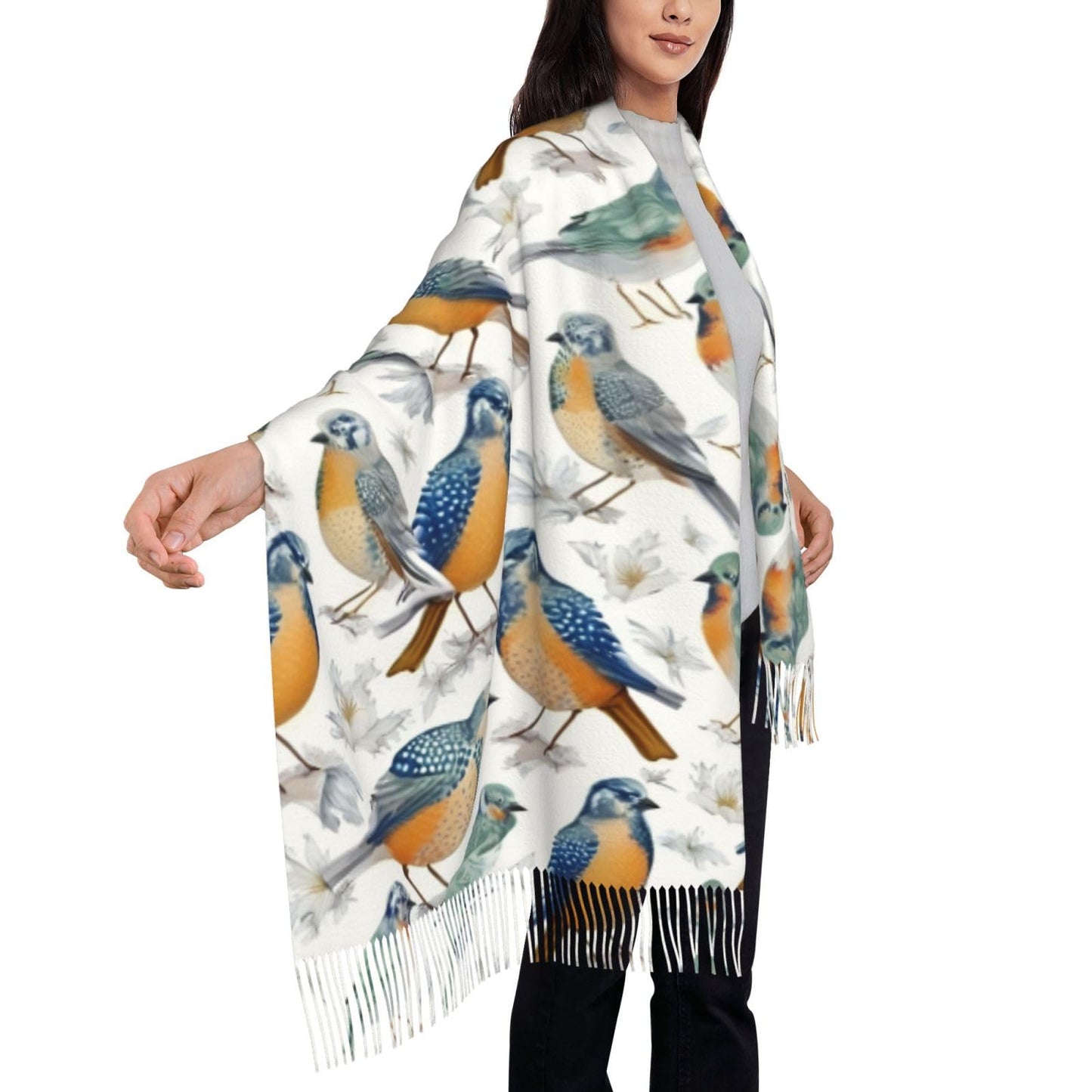 Printed Tassel Scarf Wrap | Minimal Women’s Lightweight Fashion Shawl