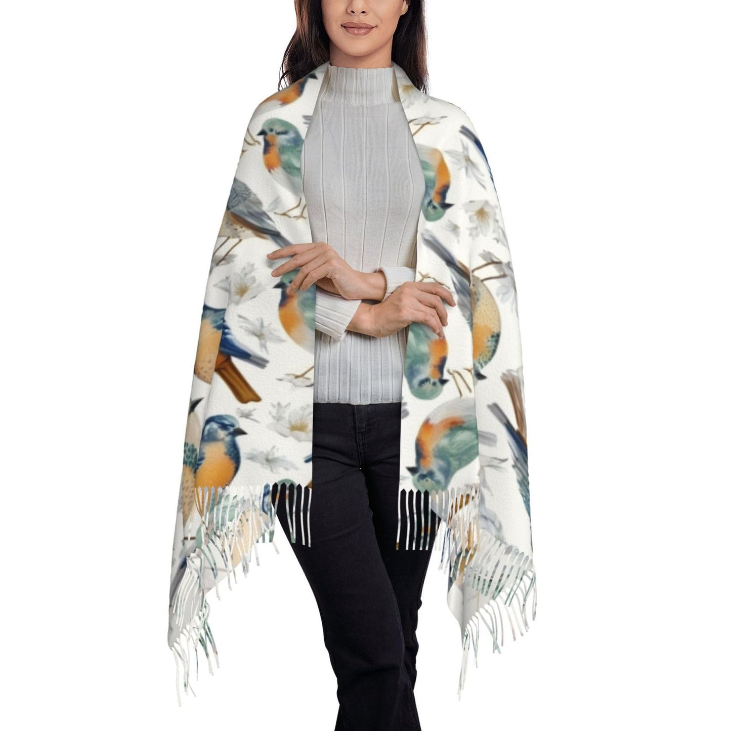 Printed Tassel Scarf Wrap | Minimal Women’s Lightweight Fashion Shawl