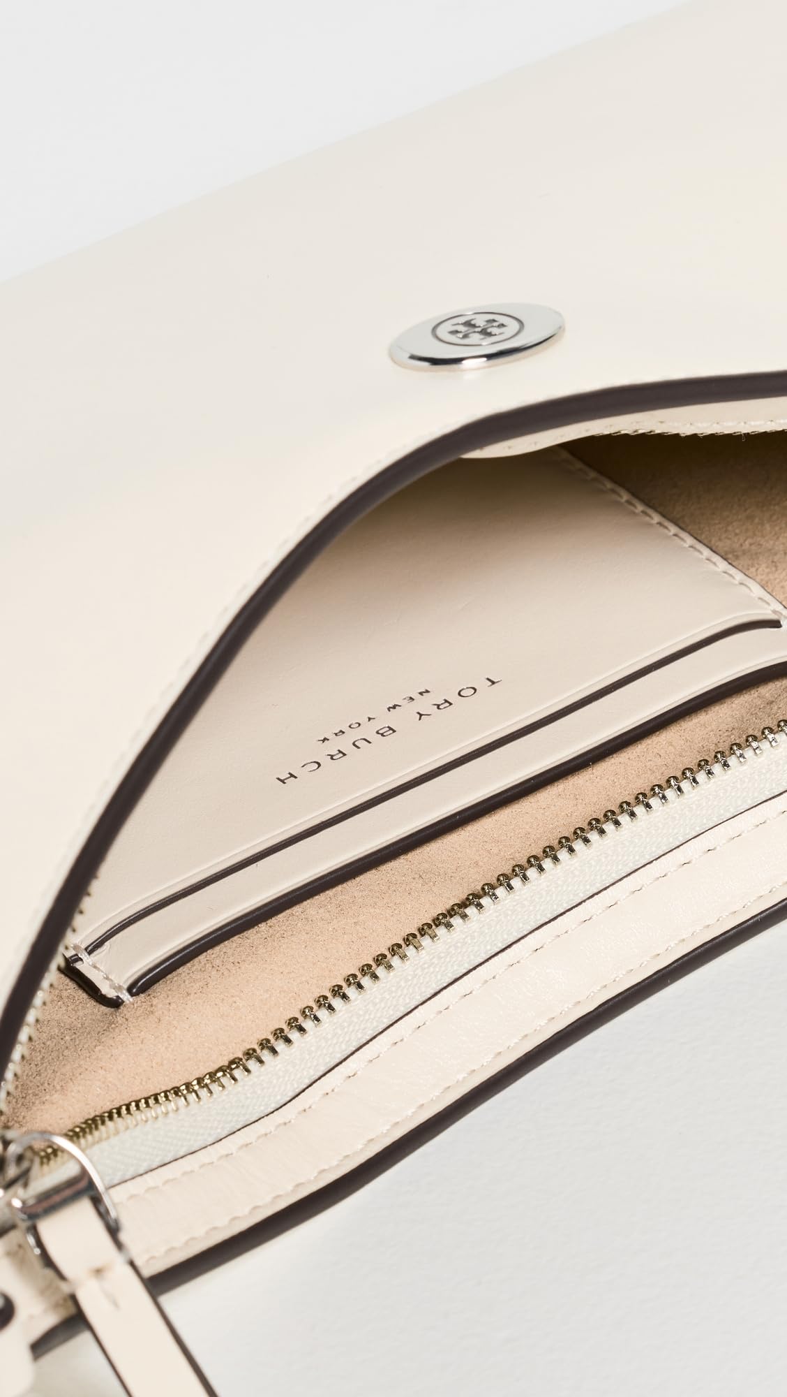 Zip Top Shoulder Bag | Minimal Women’s Light Cream Leather Bag