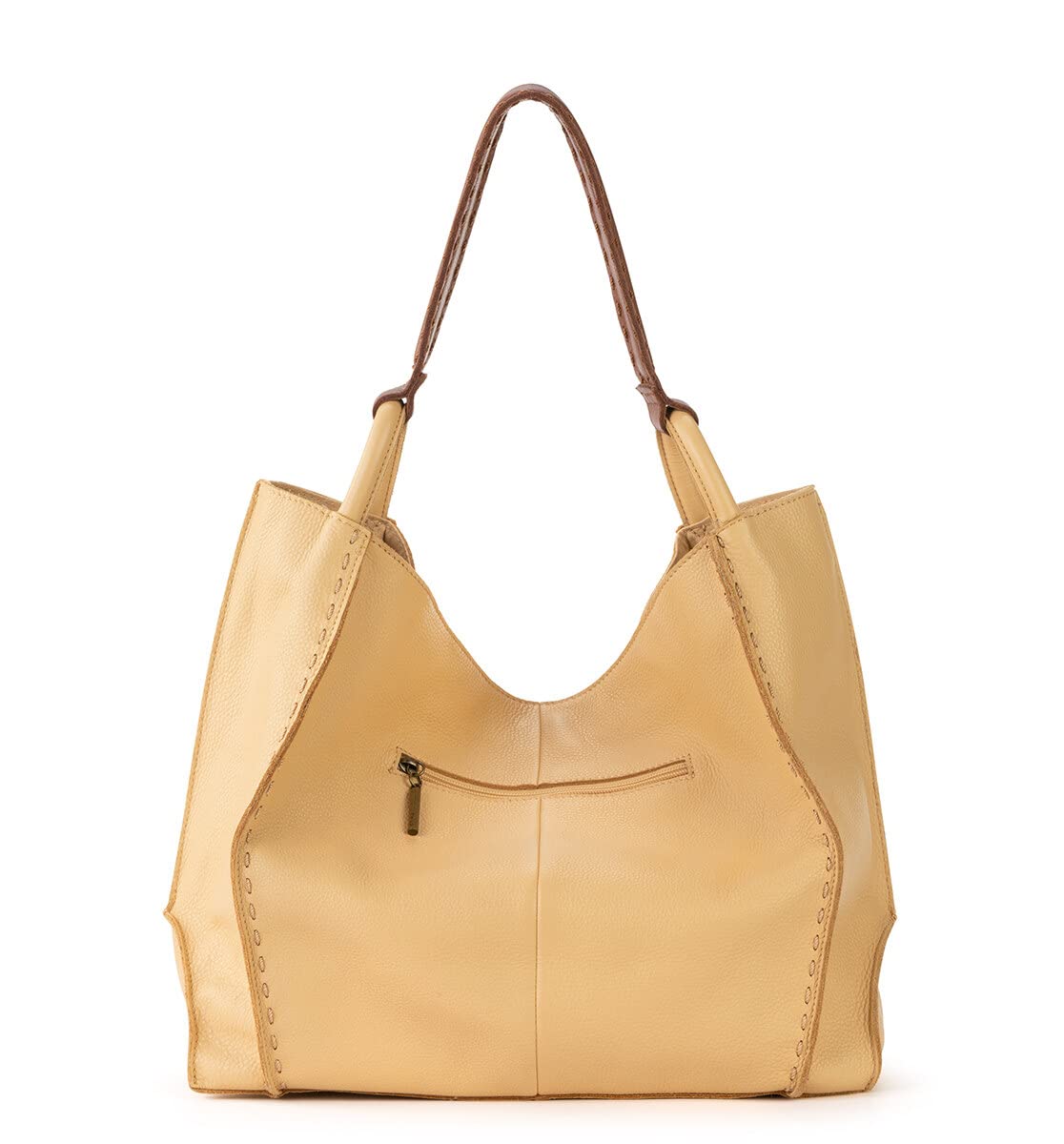 Large Leather Tote Bag | Minimal Women’s Everyday Shoulder Bag with Zipper Pocket
