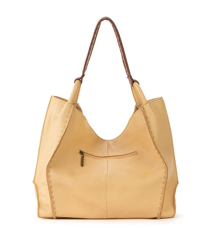 Large Leather Tote Bag | Minimal Women’s Everyday Shoulder Bag with Zipper Pocket