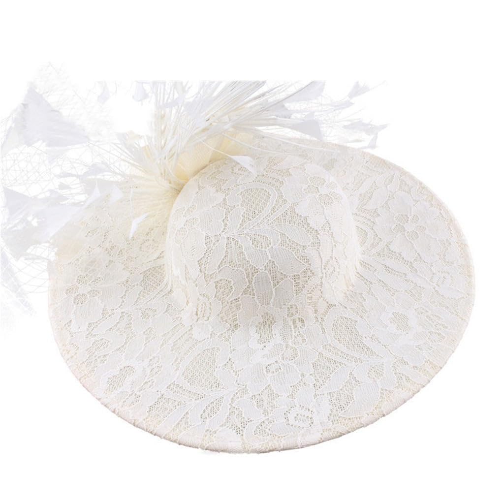 Beige Fascinator Hat | Minimal Women’s Wedding Cocktail Headwear with Flower
