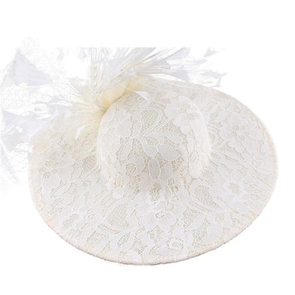 Beige Fascinator Hat | Minimal Women’s Wedding Cocktail Headwear with Flower