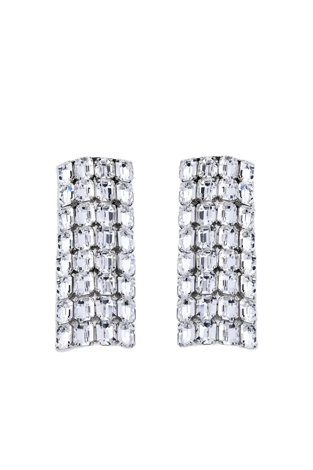 Long Crystal Pave Earrings | Minimal Silver Statement Jewelry