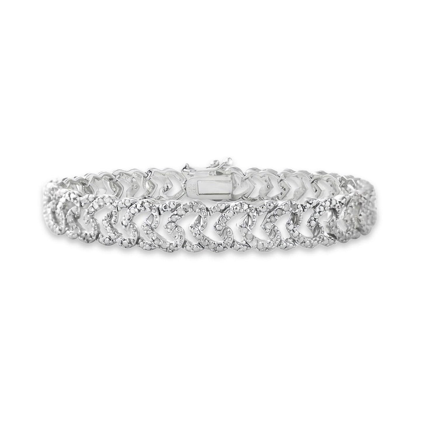 Heart Link Bracelet | Minimal Silver Tone Brass Jewelry for Women