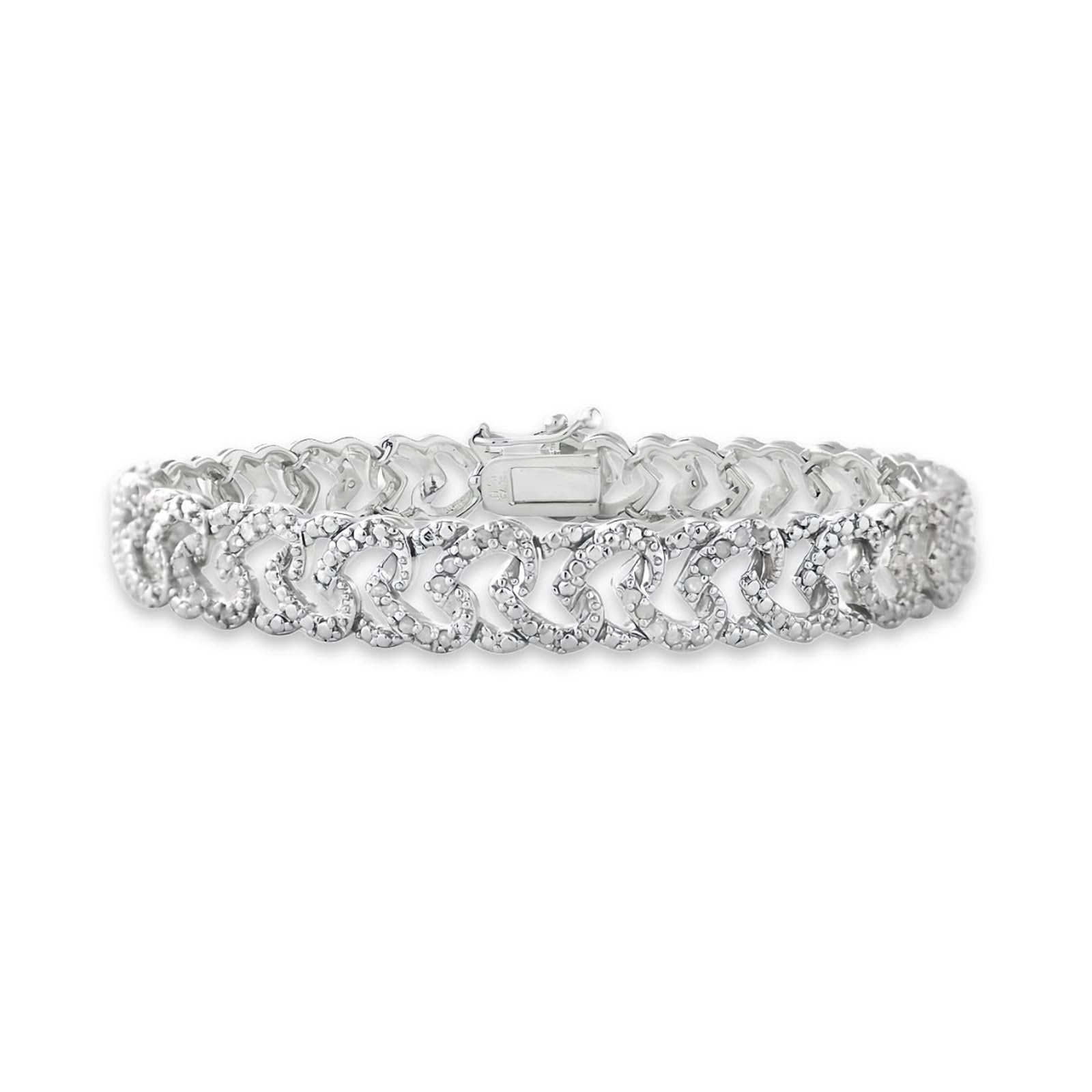 Heart Link Bracelet | Minimal Silver Tone Brass Jewelry for Women
