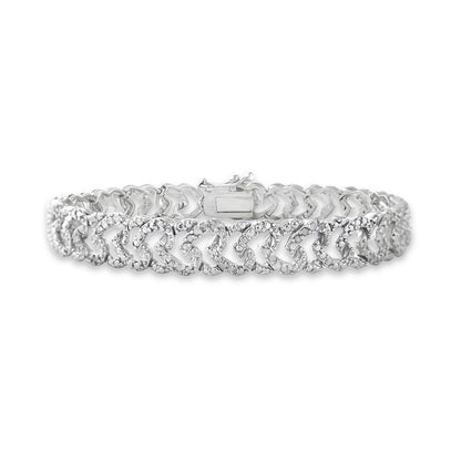 Heart Link Bracelet | Minimal Silver Tone Brass Jewelry for Women
