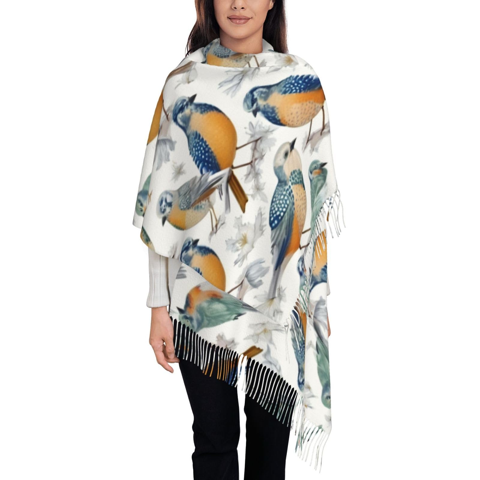 Printed Tassel Scarf Wrap | Minimal Women’s Lightweight Fashion Shawl