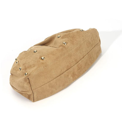 Studded Evening Clutch Bag | Minimal Suede Chain Strap Handbag for Women