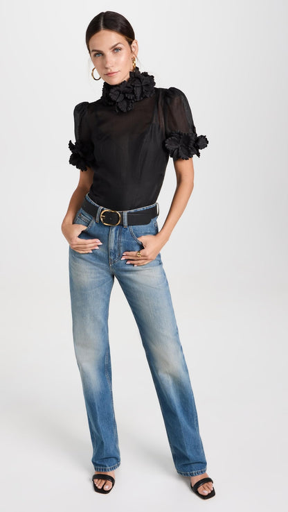 Kyra Belt | Minimal Black Gold Women’s Waist Belt Medium