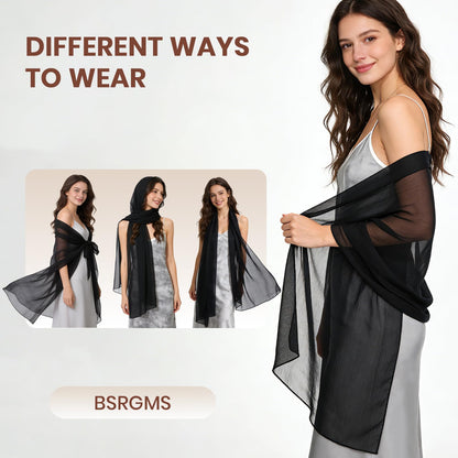 Chiffon Shawl Wrap Set | Minimal Women’s Evening Bridal Scarf Accessories