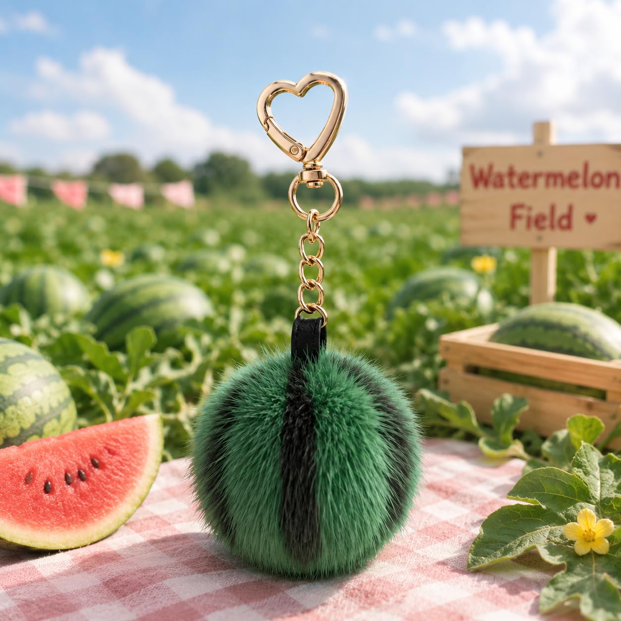Fluffy Fruit Keychain | Minimal Women’s Kawaii Bag Charm Accessory