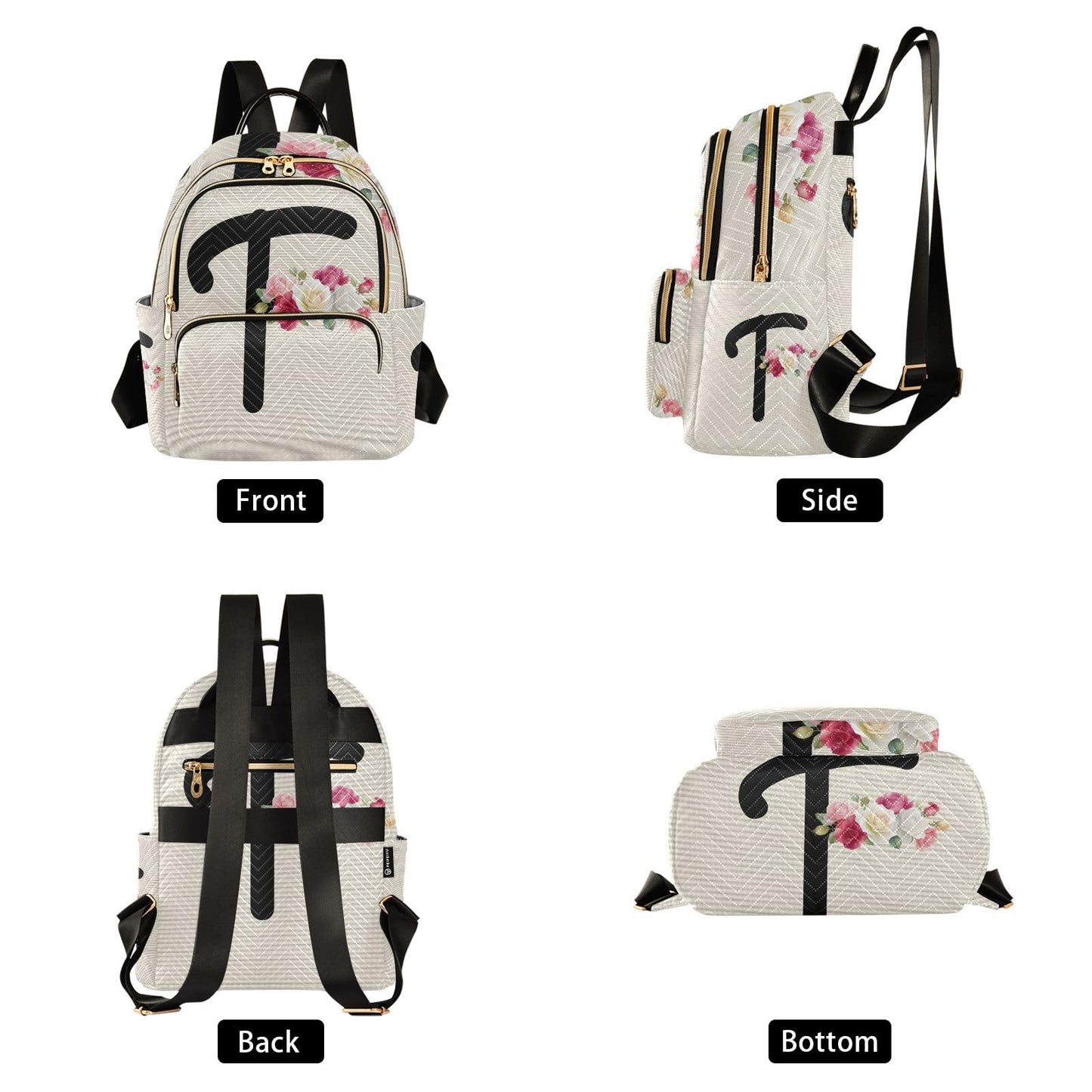Letter F Backpack | Minimal Women’s Fashion Travel Daypack Shoulder Bag