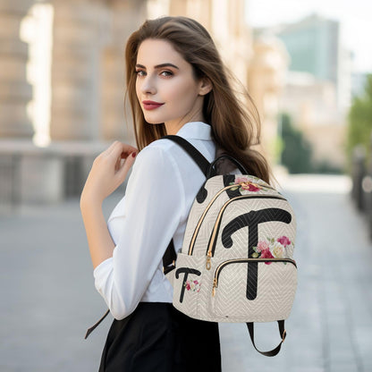 Letter F Backpack | Minimal Women’s Fashion Travel Daypack Shoulder Bag