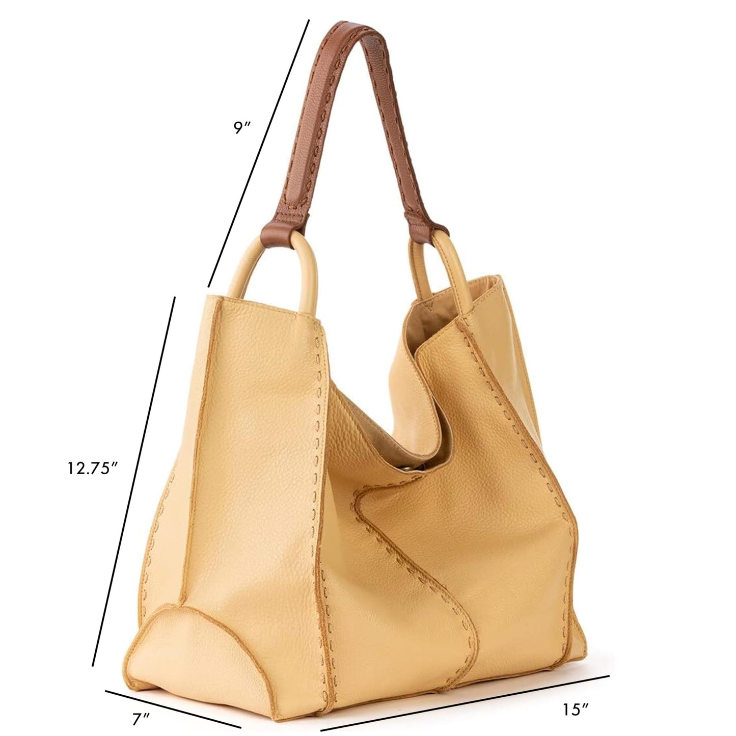 Large Leather Tote Bag | Minimal Women’s Everyday Shoulder Bag with Zipper Pocket