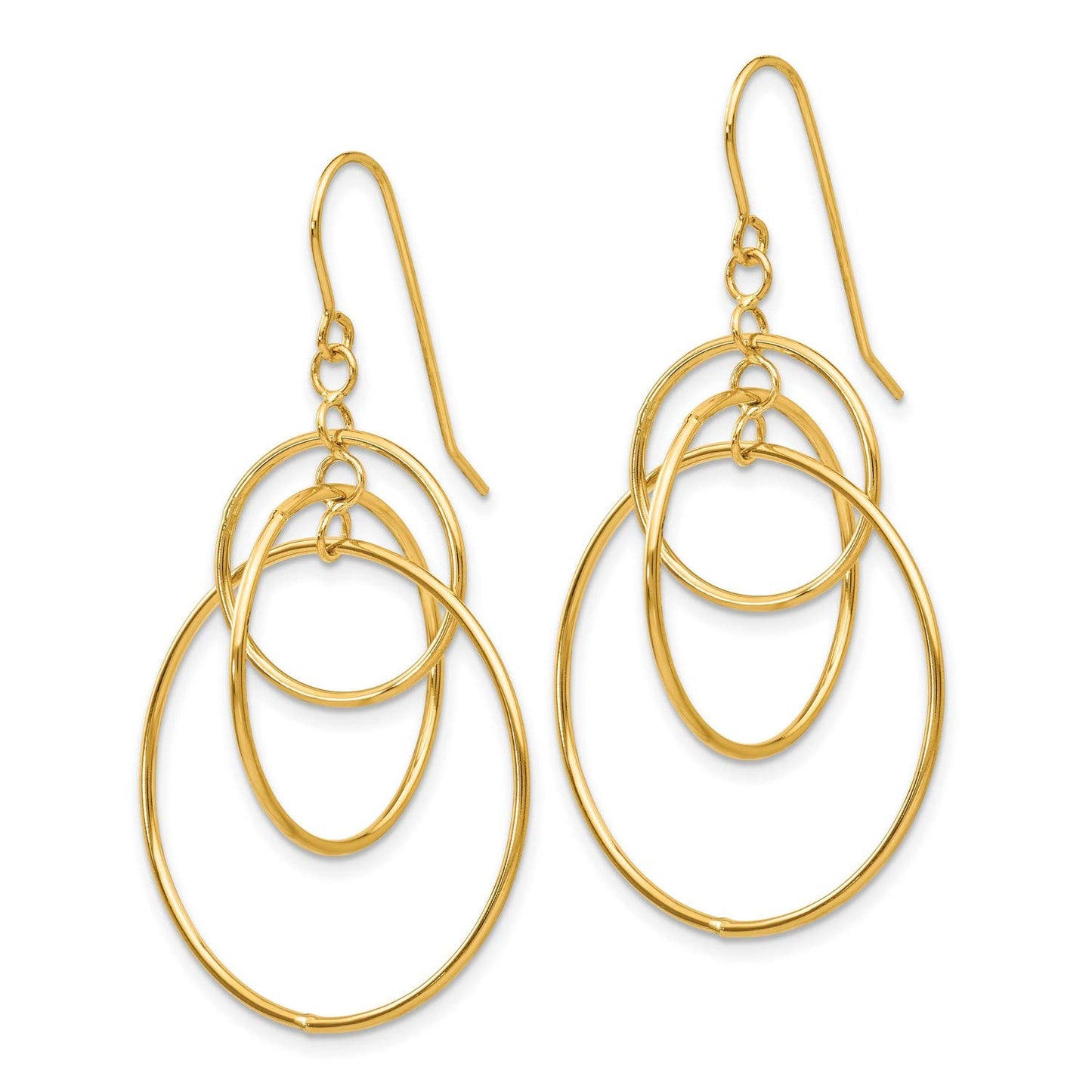 Gold Triple Hoop Dangle Earrings | Minimal Geometric Drop Jewelry for Women
