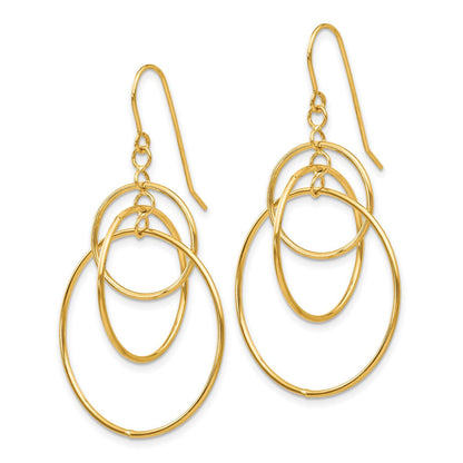 Gold Triple Hoop Dangle Earrings | Minimal Geometric Drop Jewelry for Women