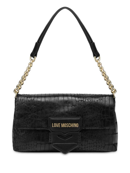 Black Shoulder Bag | Minimal Women’s Leather Zip Top Bag
